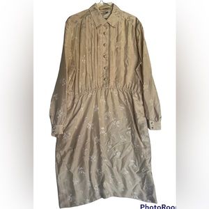 Vintage Casi Dress 1960’s - 100% pure silk | Floral long sleeve dress | Cream